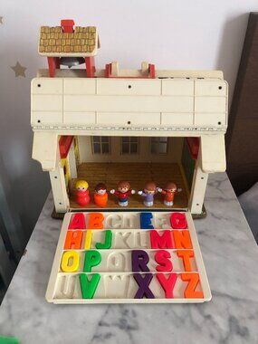 Fisher Price Little People Play Family School House #923 Vtg 1970s With Bell